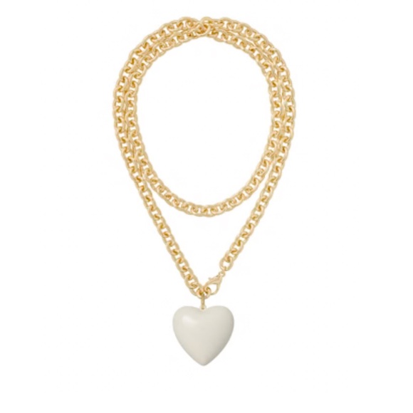 Roxanne Assoulin The Big Puffy Heart Charm Necklace - Cream
